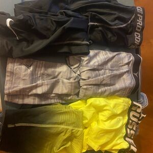 Set of 3 Mens athletic tights/ base layer pants- Black, Gray, Yellow